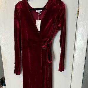 Maroon velvet wrap dress